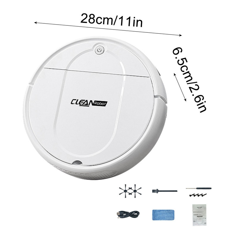 Mini robot aspirateur de nettoyage entièrement automatique USB, White