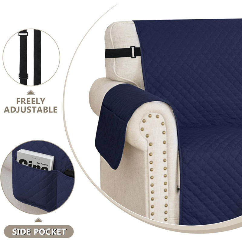 Sofa Covers Water Resistant Sofa Slipcovers 2 Seater Waterproof Reversible Anti-Slip Anti-Scratch Sofa Cover With Non Slip Elastic Straps For Dogs Cats Pets