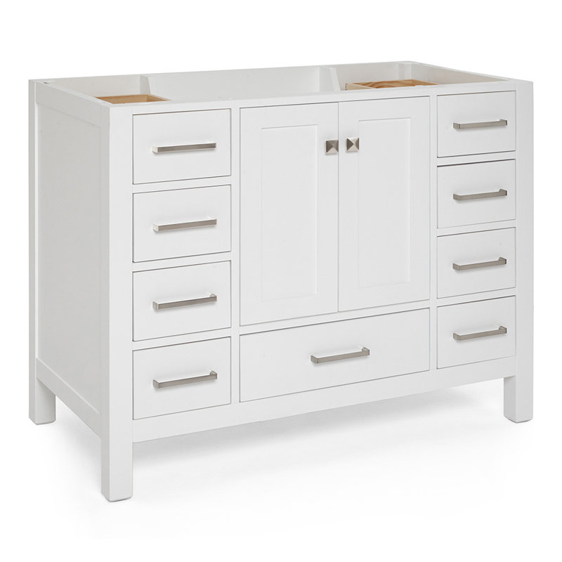 Cambridge 42'' W Single Bathroom Vanity Base, Brushed Nickel, White