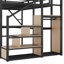 Grand lit mezzanine avec bureau et station de charge, grand lit mezzanine en métal avec escalier et lumière pour enfants adolescents, noir, produits brevetés