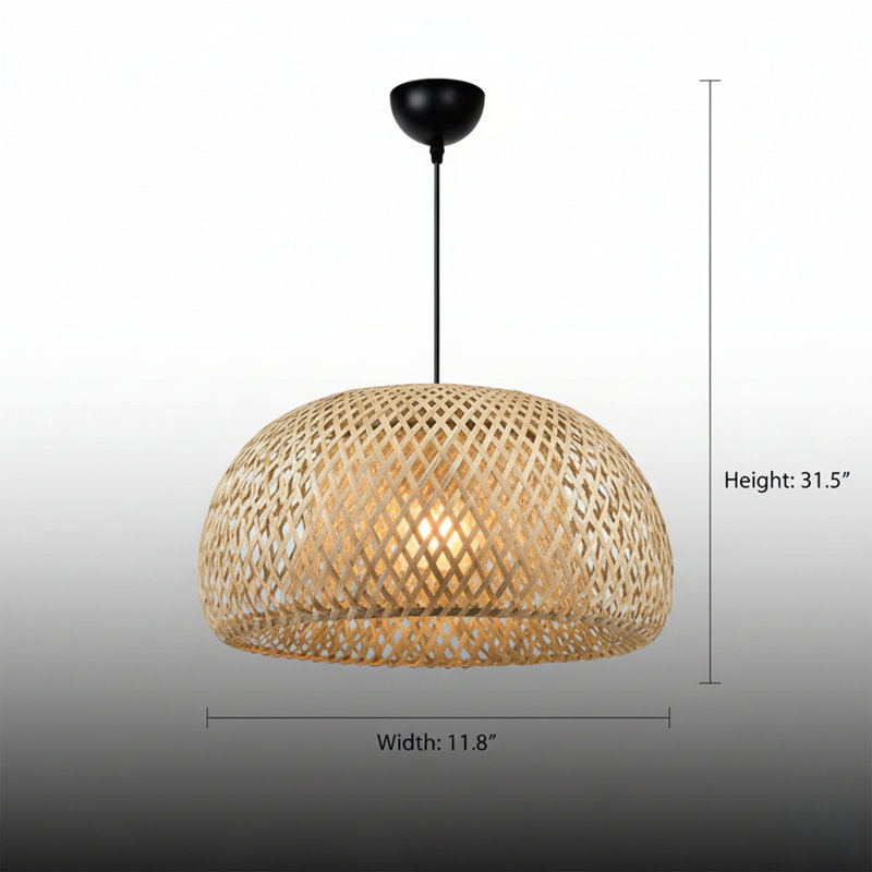 Lustre tissé en dôme de rotin - abat-jour en bambou naturel