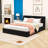 Queen Size Upholstered Platform Bed with Stitched Headboard and Sturdy Frame-1758978367