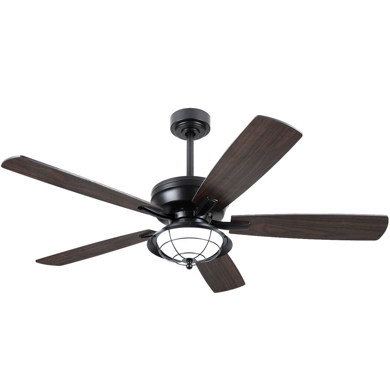 52 Inch Outdoor Ceiling Fan with Light - DC Motor Quiet Remote Control, Waterproof Wet Rated for Patio Porch Garden, Brown