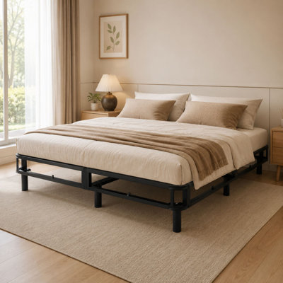 Andrew 14" Metal Platfarm Bed Frame with Cover, No Box Spring Needed