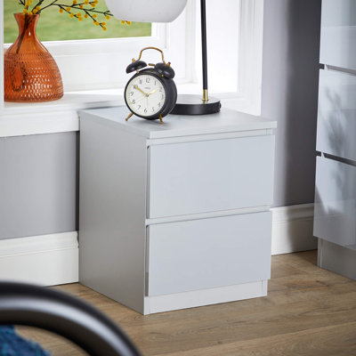 Rishin 2 Drawer High Gloss Bedside Cabinet Unit