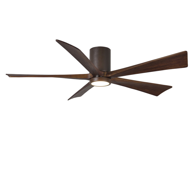 Irene Flushmount Light Kit 5 Blade LED Ceiling Fan, Walnut Tone, 60", Textured Bronze