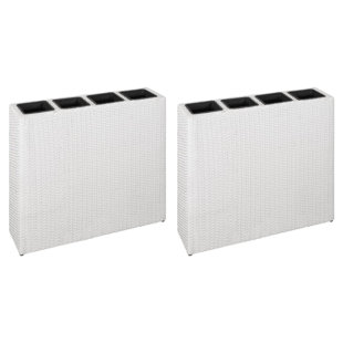 Planter Patio Outdoor Flower Box with Removable Inner Pots Poly Rattan