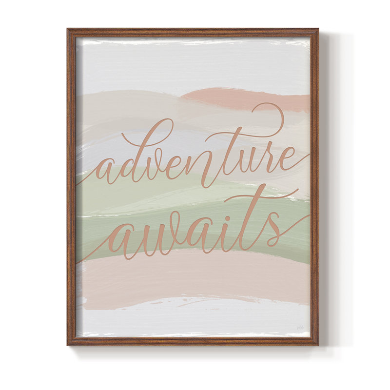 «Adventure Awaits», reproduction d'art encadrée - bois massif, Walnut, H 11 po x l 9 po