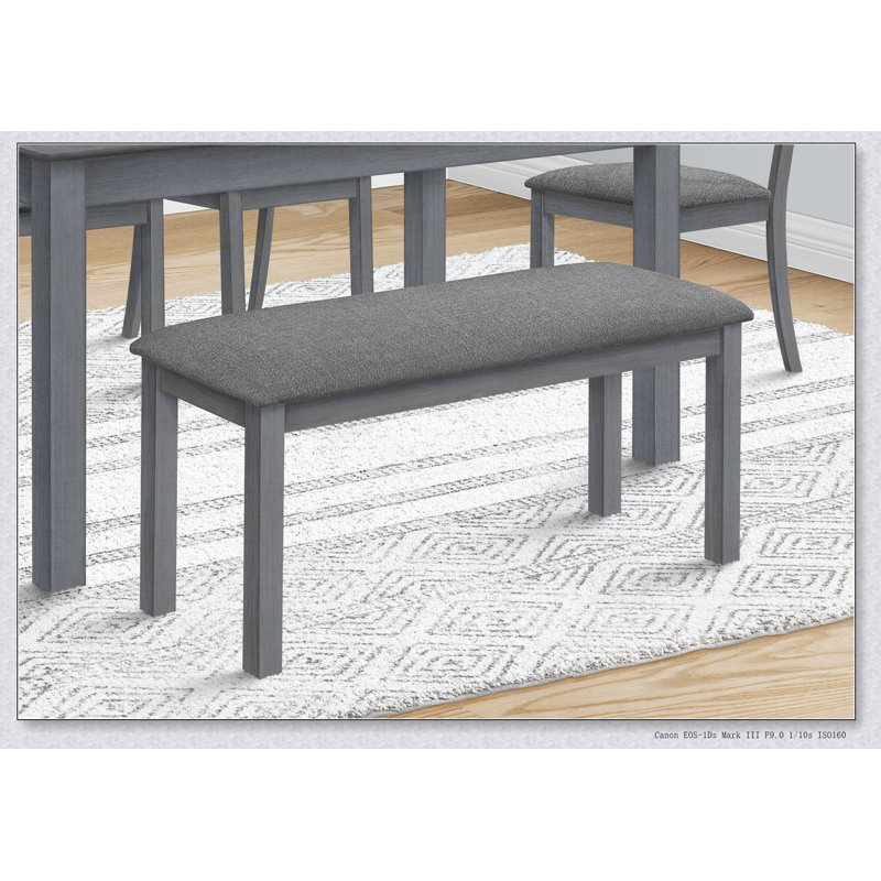 Banc, 42 po rectangulaire, bois, rembourré, salle à manger, cuisine, entrée, transitionnel, Gris