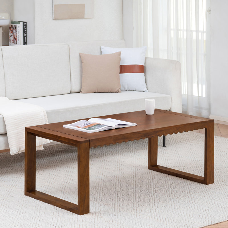 Table basse rectangulaire en bois massif 48 po avec bords festonnés Leidesdorff, Walnut