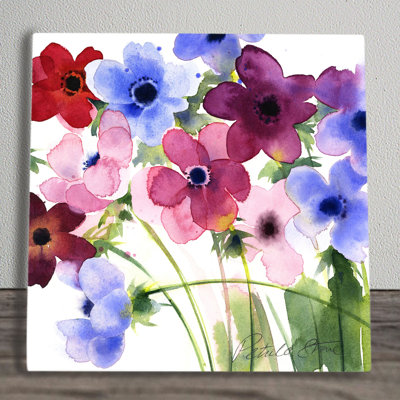 P.STONE Traditional Plants & Flowers Wall Decor on Ceramic