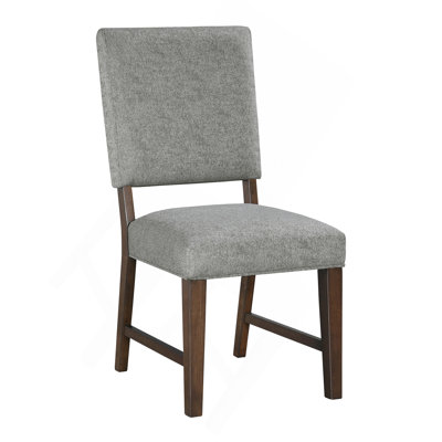 Ensemble de 2 chaises d'appoint en bois à finition noyer et tissu texturé gris