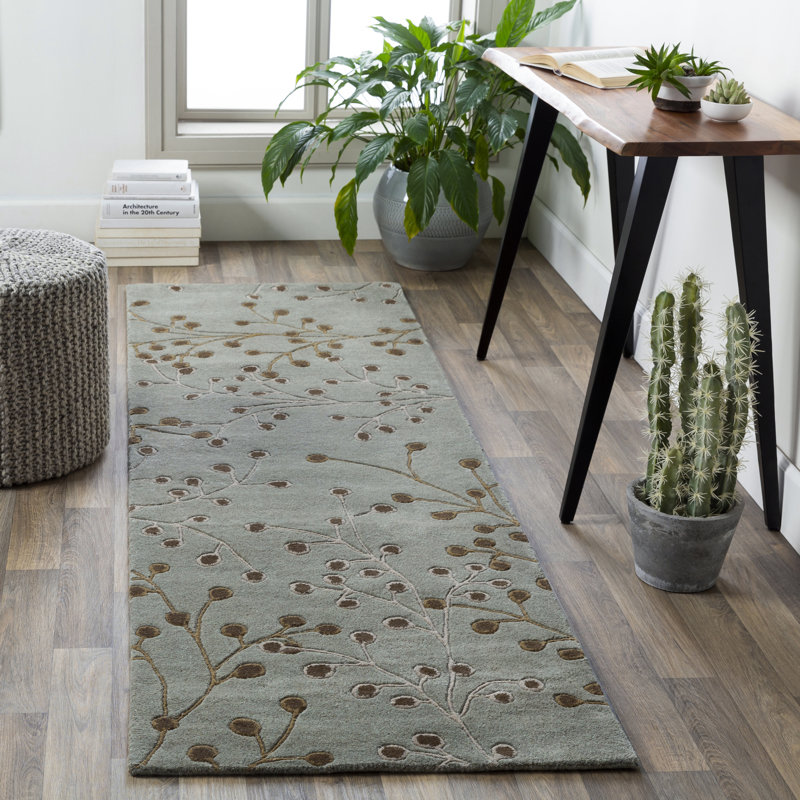 Elsberry Hand Tufted Wool Floral Indoor Rug, Square 8'