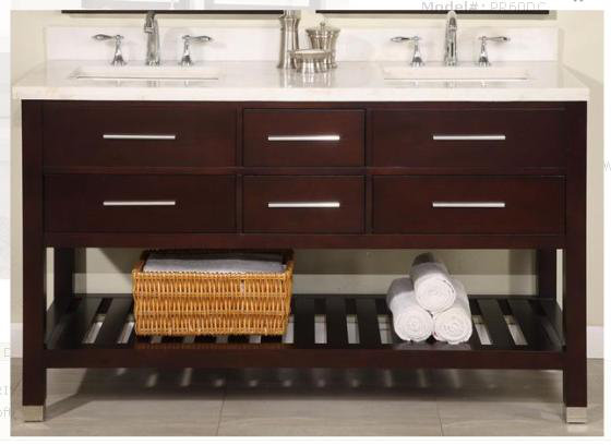 Base de meuble-lavabo double ouverte 60 "Priva seulement en bois foncé