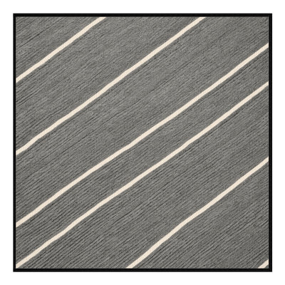Washable Stone Gray Cream Striped Area Rug