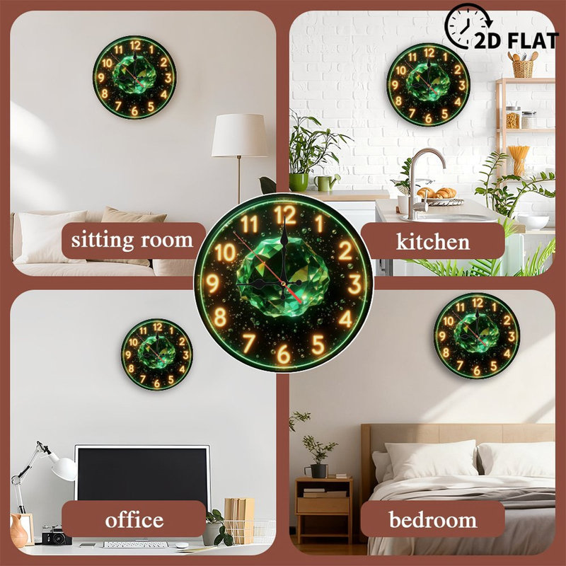 Horloge avec gemme verte et bulles
