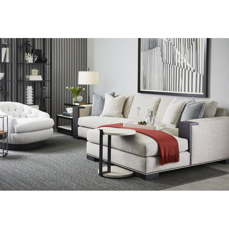 Michael Weiss Langston Upholstered Swivel Barrel Chair, Casa Blanca, Kempsey Sheepskin