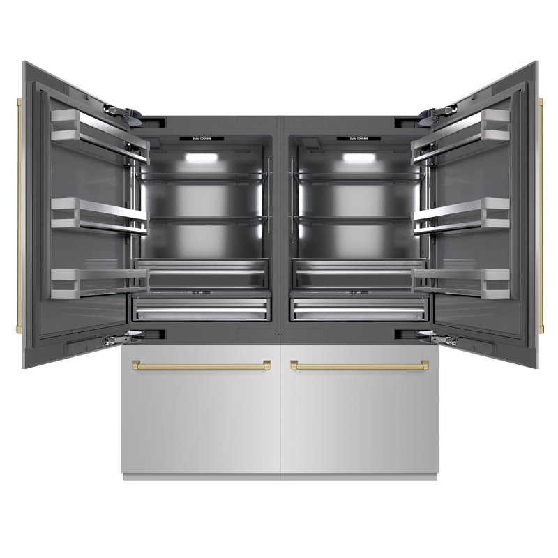 ZLINE Autograph 72 in. Built-In Refrigerator w/ Gray Interior and Bronze Accents