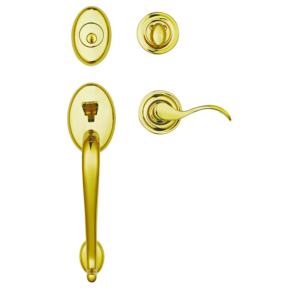 Premium Windsor Handleset with Single Cylinder Deadbolt and Door Lever and Rosette Rockwell Security
