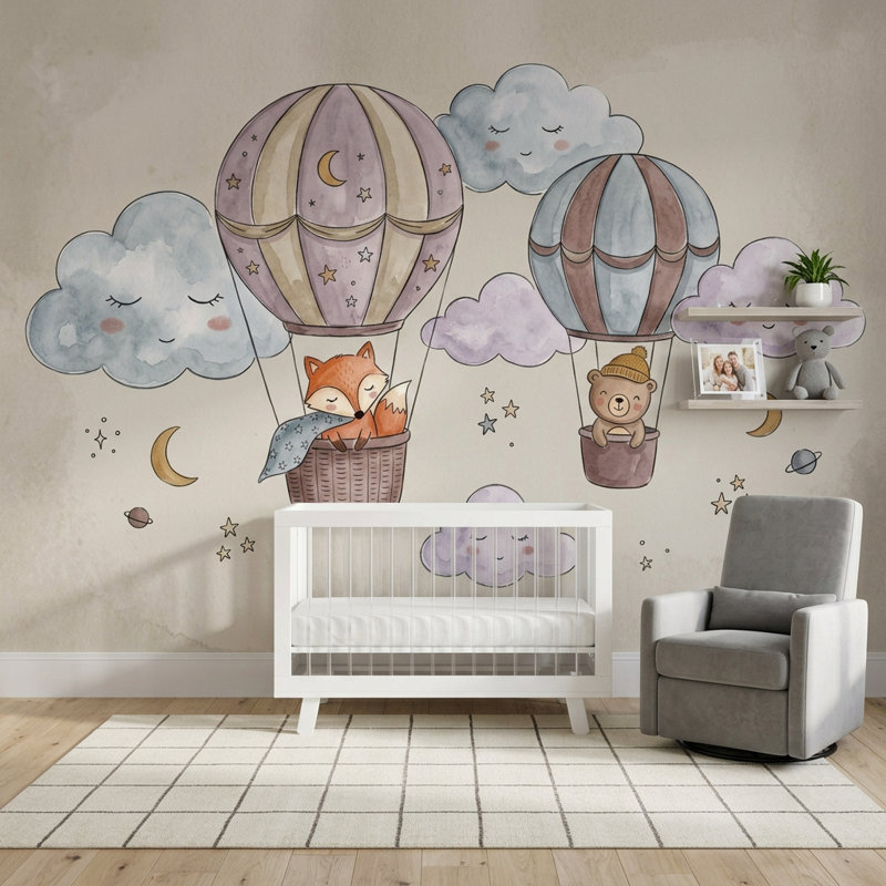 Murale de chambre d'enfant, 160 po x 108 po, Peler et coller