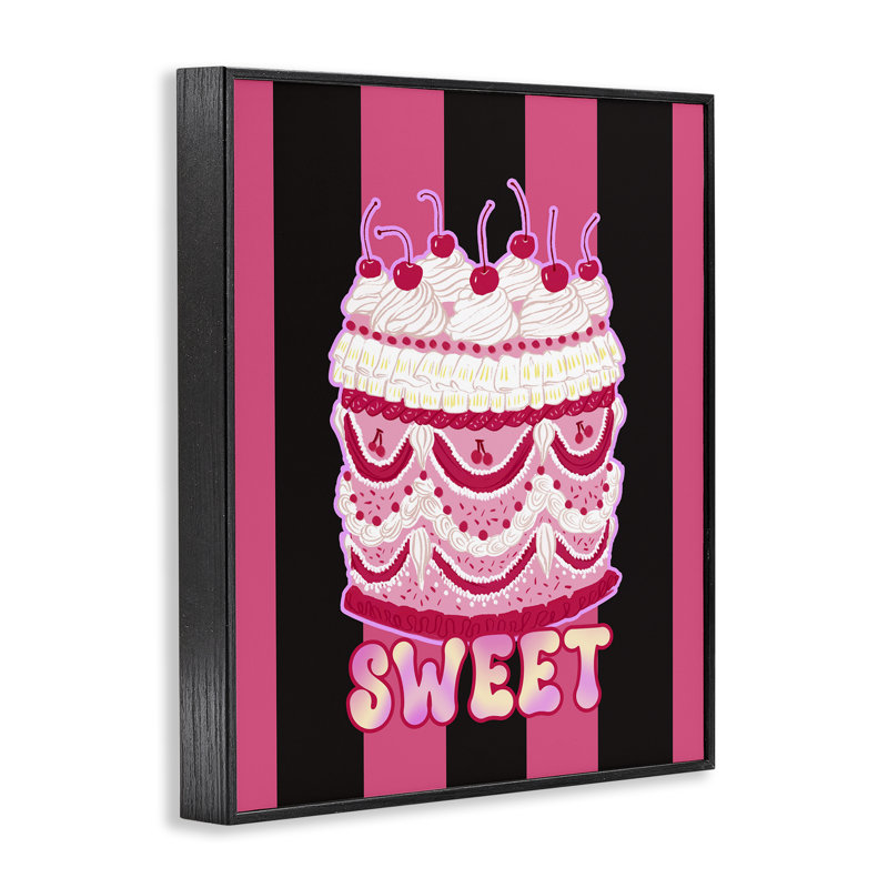 Art de gâteau sucré avec rayures par Ziwei Li, Giclée encadrée noir minuit, H 20 po x l 16 po