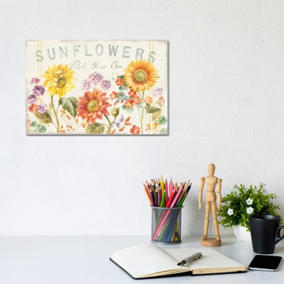 Floursack Autumn IX Sunflowers by Danhui Nai - Wrapped Canvas Print