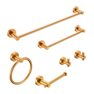 Ensemble de quincaillerie de salle de bain 6 pièces en aluminium brossé doré