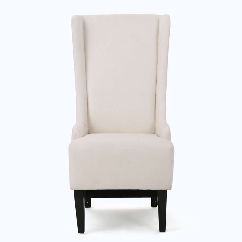 High Back Accent Chair, Beige Fabric