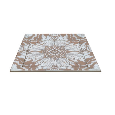 Handmade Reverse Painted Mirror Tray with Beveled Edge