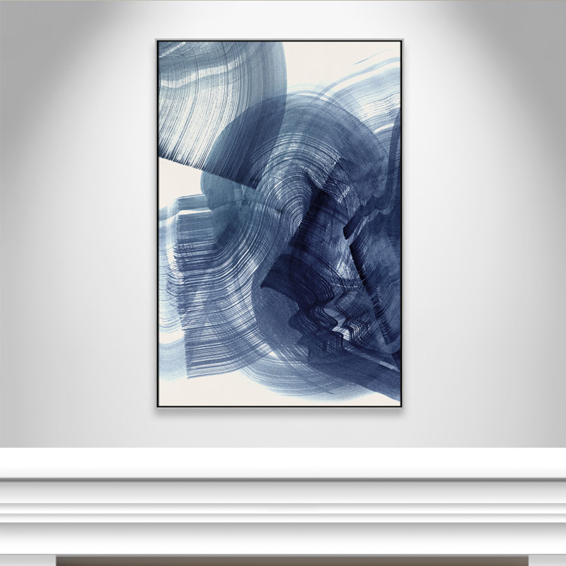 Indigo Crescendo I, impression par , Flottant argenté, H 61,5 po x l 41,5 po