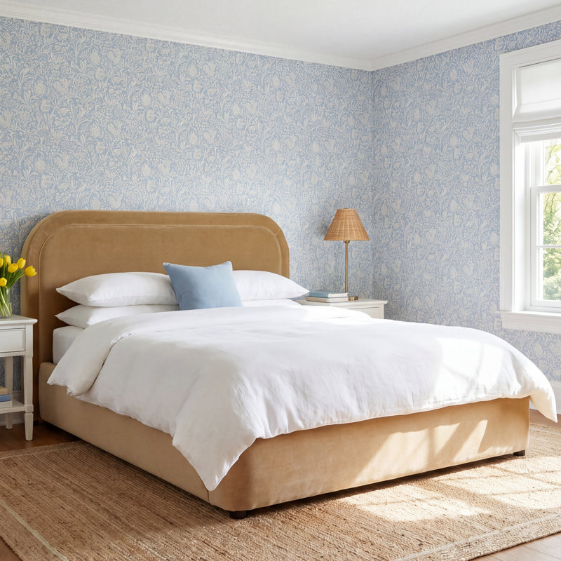 Paola Upholstered Panel Bed, Camel, King