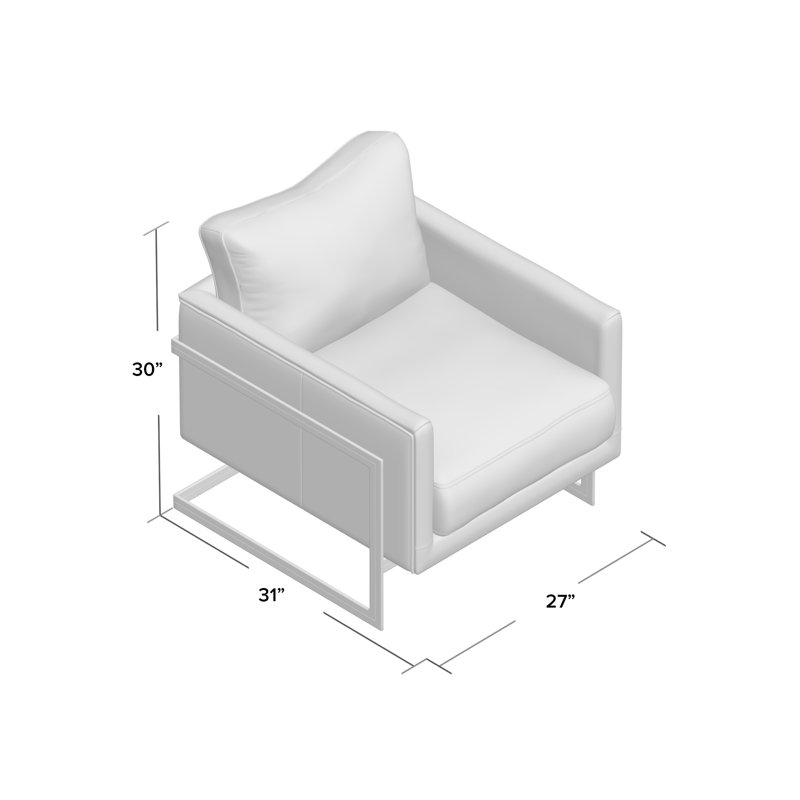 Oliver 27" Wide Armchair, Black Genuine Leather