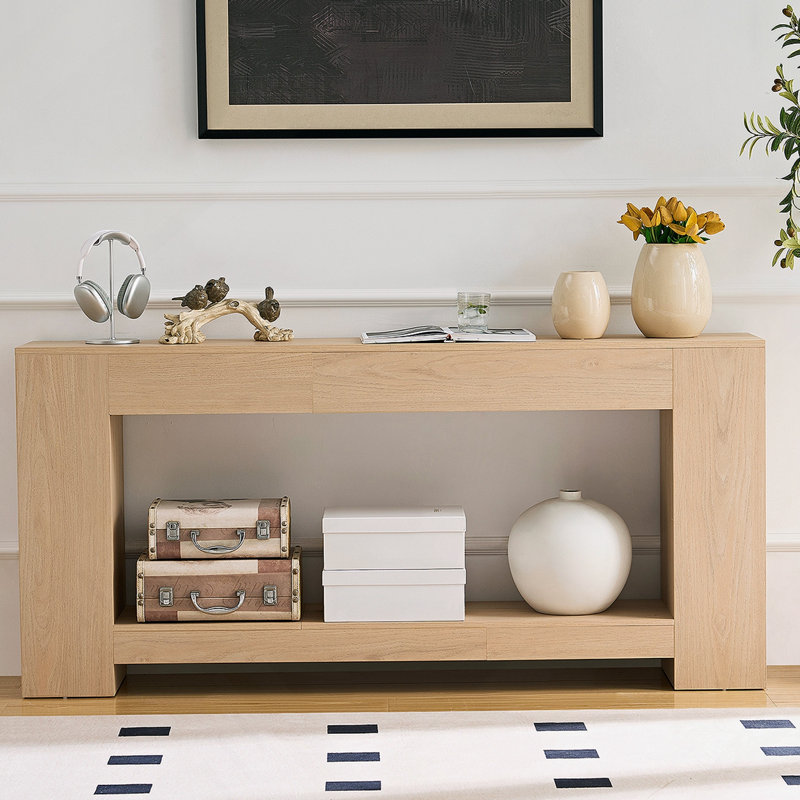 Rectangular Side Table, Wooden Rectangular Coffee Table Placed Behind The Sofa, Rustic-Style Entryway Table Suitable For Entrances, Hallways, And Living Rooms.