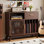 Grand support de tourne-disque, armoire de rangement pour disques vinyles 500+ avec tiroir, table de tourne-disque avec porte coulissante et plateau rabattable, support de table tournante moderne de style Mid-Century pour le salon, noyer rouge