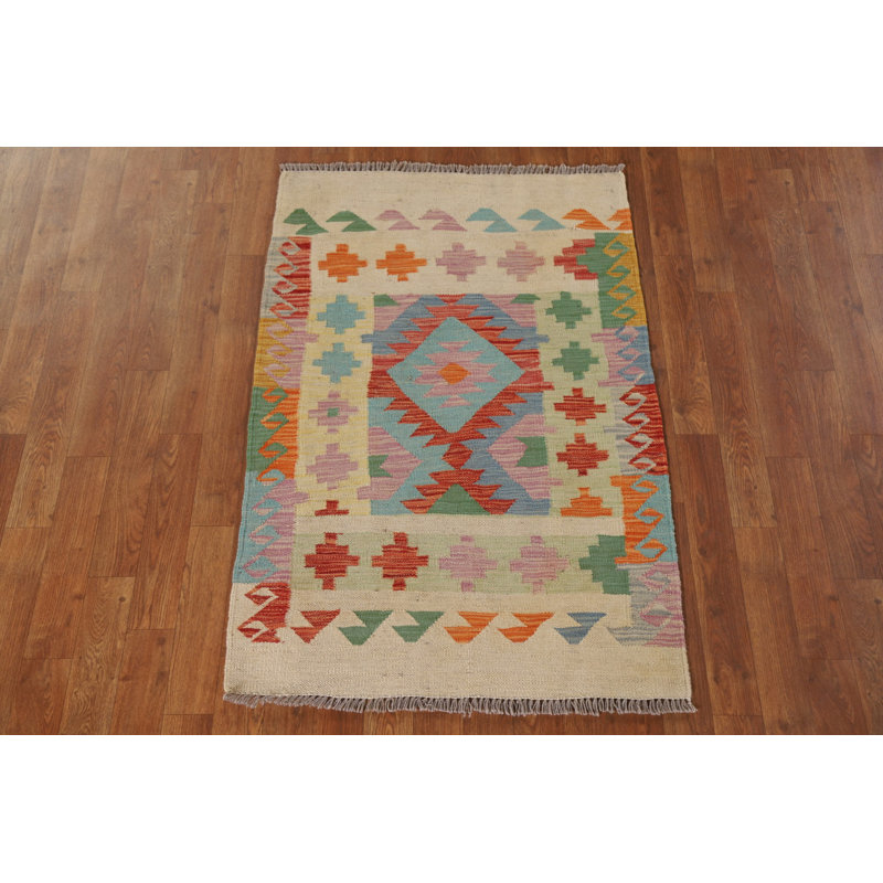 Tapis géométrique en laine pour vestibule Kilim
