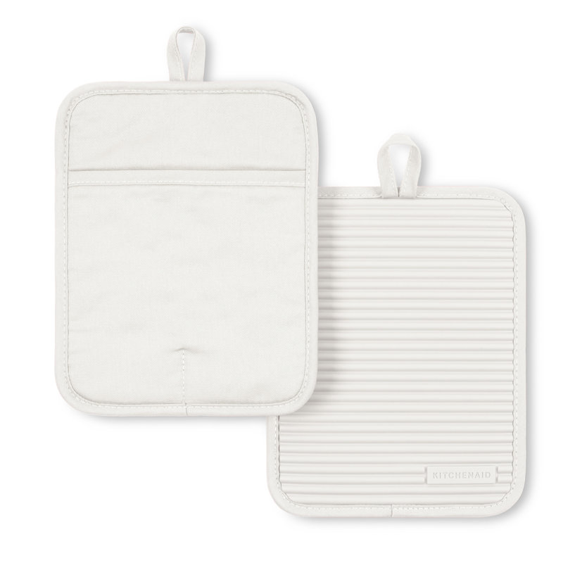 KitchenAid Ribbed Soft Silicone Potholder, White