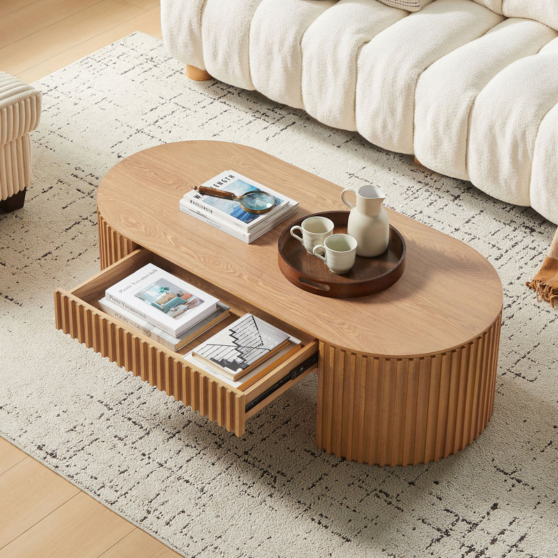 Table basse en MDF avec tiroir, Bois de chêne