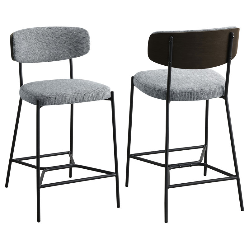 Tabouret de bar Quint, Gris, Tabouret de comptoir (siège d'une hauteur de 24 p