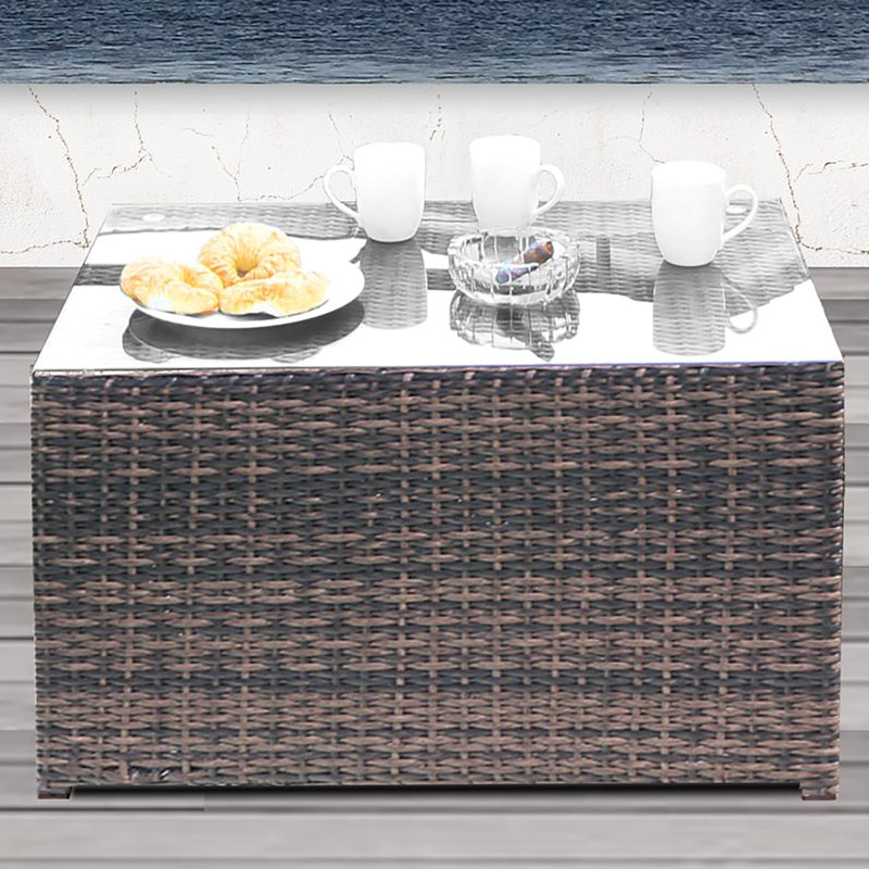 Table basse contemporaine en bois d'eucalyptus, Brun