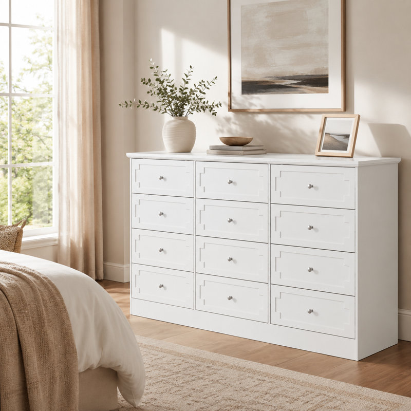Delayla 61" Wide 12 Drawers Dresser, White