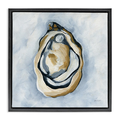 Oyster with Pearl Framed Floater Canvas Wall Art by Yvette St. Amant