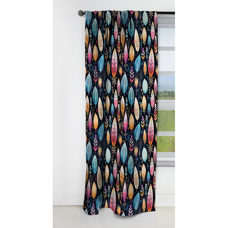 Tribal Dreamscape Feather Motif Boho II - Rideau occultant abstrait Boho - 1 panneaux, L 52 po x L 95 po