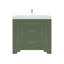 Meuble-lavabo autoportant 36 po Anvay en vert forêt avec plateau en quartz de Carrare blanc-1252753942