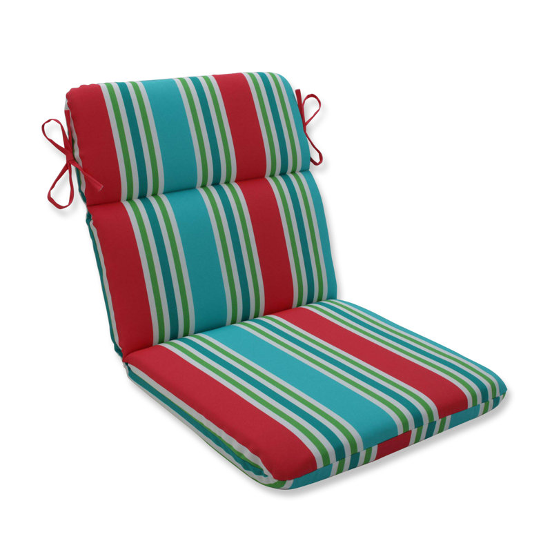 Outdoor 5'' Dining Chair Back Cushion, Turquoise/Coral
