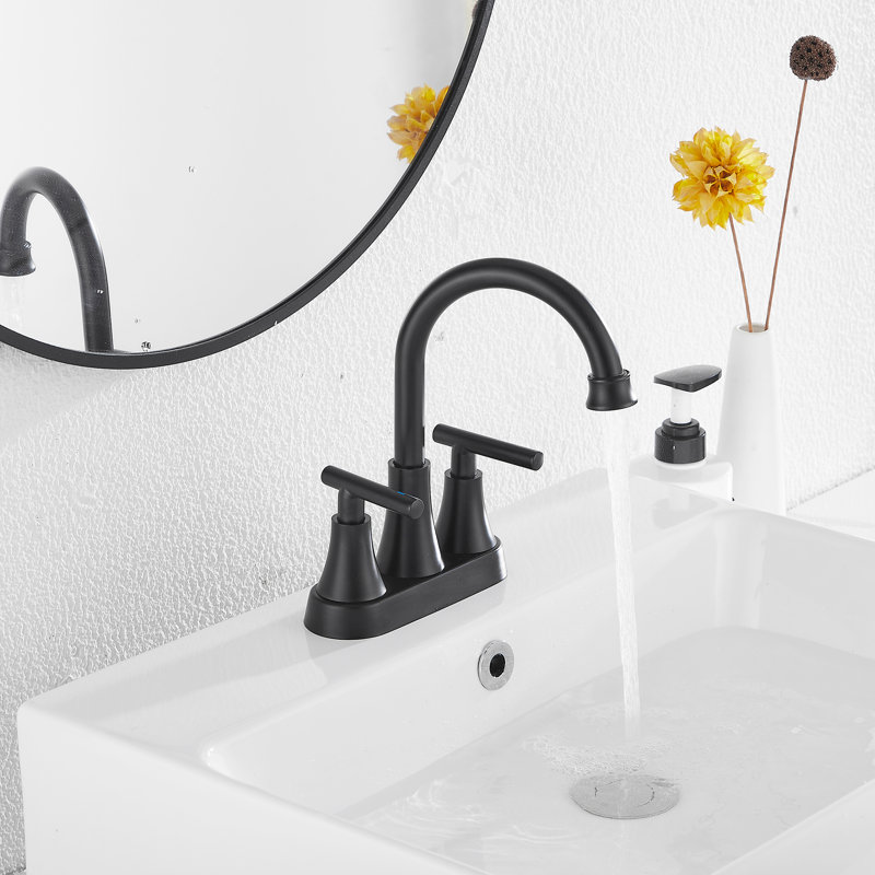 Centerset 2-handle Bathroom Faucet with Drain Assembly, Matte Black