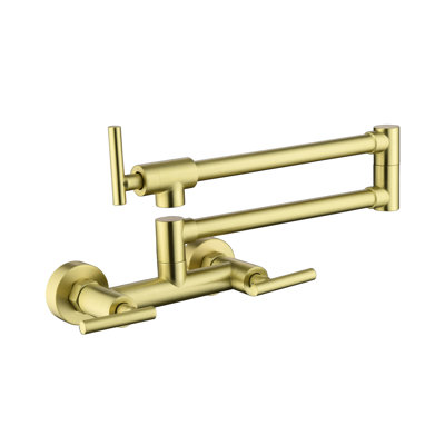 Pot Filler Faucet - Brass Construction, Both Hot Cold, 3 Handles 2 Holes, Arm Movement, Corrosion Kitchen Folding Filler, & Joint Swing Arm, Treatment
