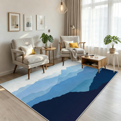 Tapis d'intérieur bleu paysage de montagne Mountain