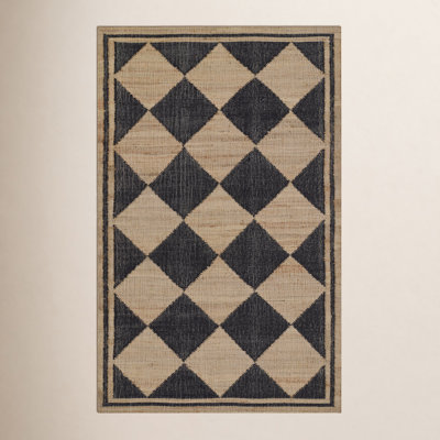 Orchard Black Hand-Woven Geometric Jute Rug