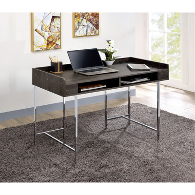 Bureau d'ordinateur moderne avec support USB avec tiroir et espace de rangement moderne en bois et acier