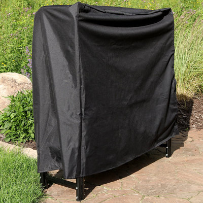 Housse pour support à bûches en bois de chauffage noir avec support en PVC Genevieve - 4 pi